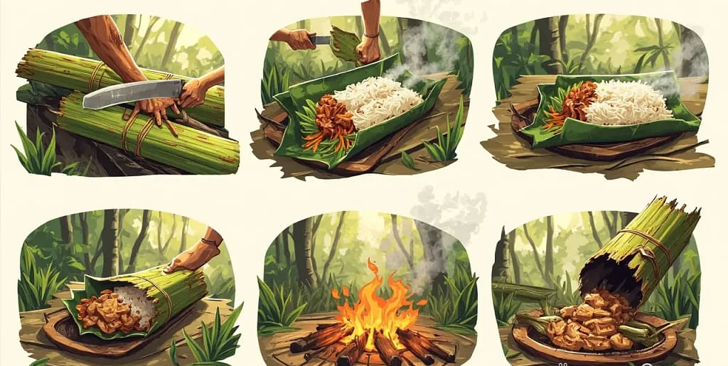 step by step process of bamboo cooking
