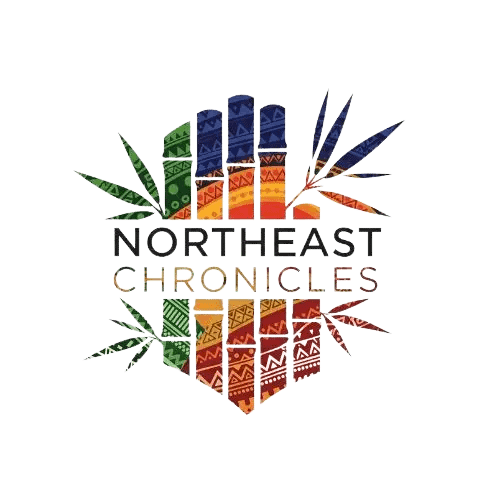 Northeast Chronicles logo with colorful bamboo design and tribal art patterns